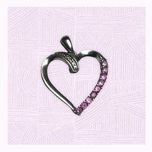 925 Heart pendant with pink stones